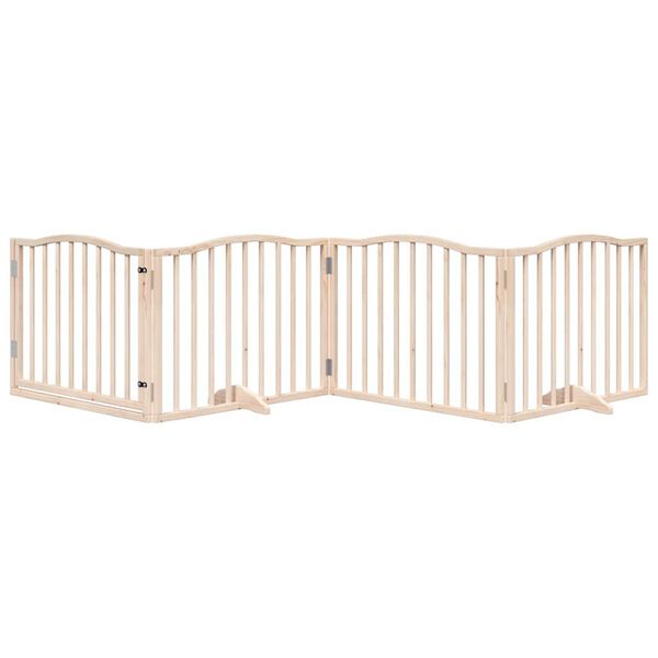 vidaXL 4-tlg. Hundetor mit T&uuml;r Faltbar 320 cm Pappelholz