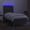 vidaXL Boxspringbett mit Matratze & LED Dunkelgrau 90x190 cm Stoff