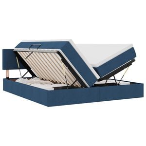 vidaXL LED-Speicherbett mit Matratze Blau 180 x 200 cm Stoff