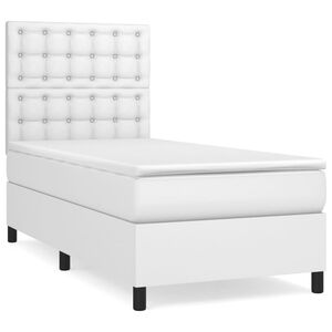 vidaXL Boxspringbett mit Matratze Wei&szlig; 80x200 cm Kunstleder