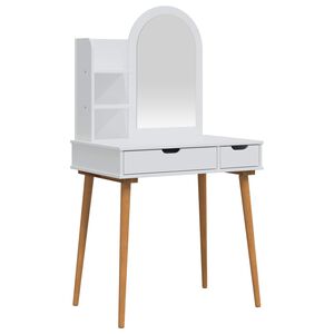 vidaXL Schminktisch-Set FAUSKE 3 Stk. Wei&szlig; 76 x 50 x 143 cm