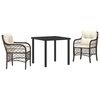 vidaXL Garten Essgruppe 3 stk. Braun Poly-Rattan