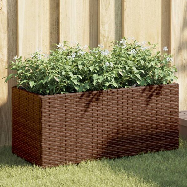 vidaXL Pflanzk&uuml;bel mit 2 T&ouml;pfen 2 Stk. Braun 72x30x32 cm Poly Rattan