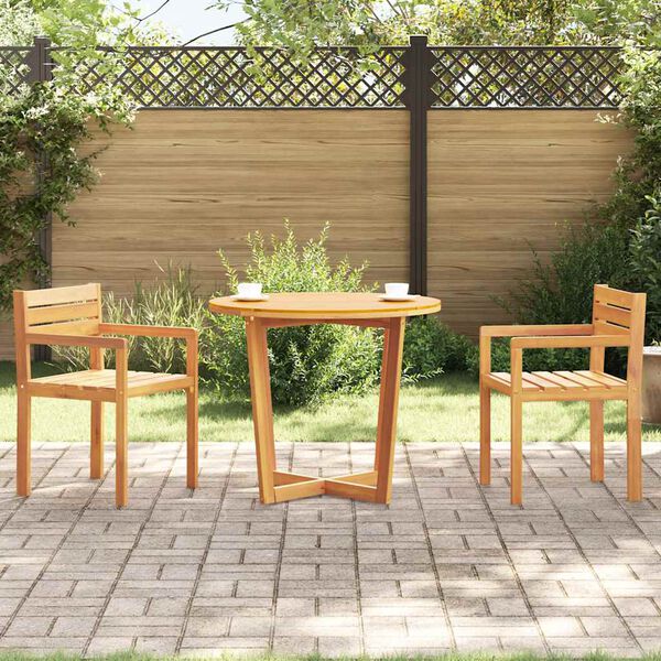 vidaXL Garten-Esstisch Rund &Oslash;90x75 cm Massivholz Akazie