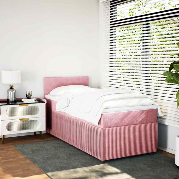 vidaXL Boxspringbett mit Matratze Rosa 90x190 cm Samt