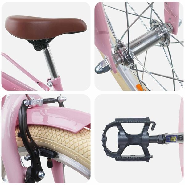 vidaXL Kinderfahrrad 24 Zoll f&uuml;r 8-12 Jahre alt Hellrosa