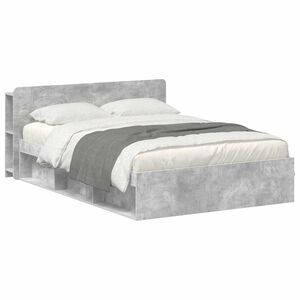 vidaXL Bettgestell mit Stauraum Betongrau 140 x 190 cm Holzwerkstoff
