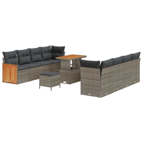 vidaXL Gartensofa-set mit Kissen 11 pcs Grau