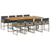 vidaXL 9-tlg. Garten-Essgruppe mit Kissen Grau Poly Rattan