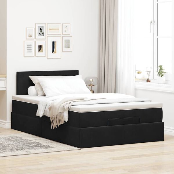 vidaXL Ottoman-Bett mit Matratze Schwarz 120x200 cm Samt
