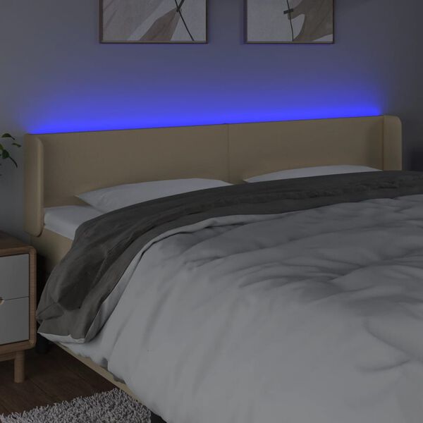 vidaXL LED Kopfteil Creme 163x16x78/88 cm Stoff