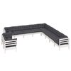 vidaXL 11-tlg. Garten-Lounge-Set mit Kissen Wei&szlig; Massivholz Kiefer