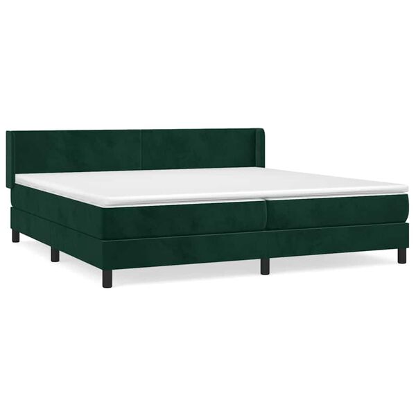 vidaXL Boxspringbett mit Matratze Dunkelgr&uuml;n 200x200 cm Samt