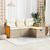 vidaXL 4-tlg. Garten-Sofagarnitur mit Kissen Beige Poly Rattan