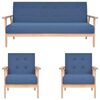 vidaXL 3-tlg. Sofagarnitur Stoff Blau