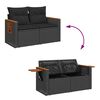 vidaXL 4-tlg. Garten-Sofagarnitur mit Kissen Schwarz Poly Rattan