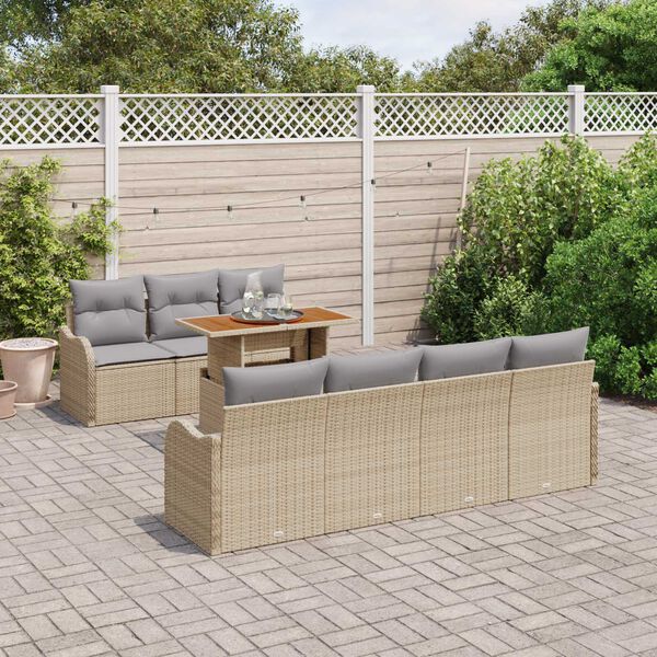 vidaXL Garten-Sofa-Set mit Kissen 8 pcs Beige und Hellgrau