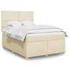 vidaXL Boxspringbett mit Matratze Creme 140x190 cm Stoff