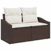 vidaXL Gartensofa-set mit Kissen 3 pcs Braun und Weiß Poly-Rattan