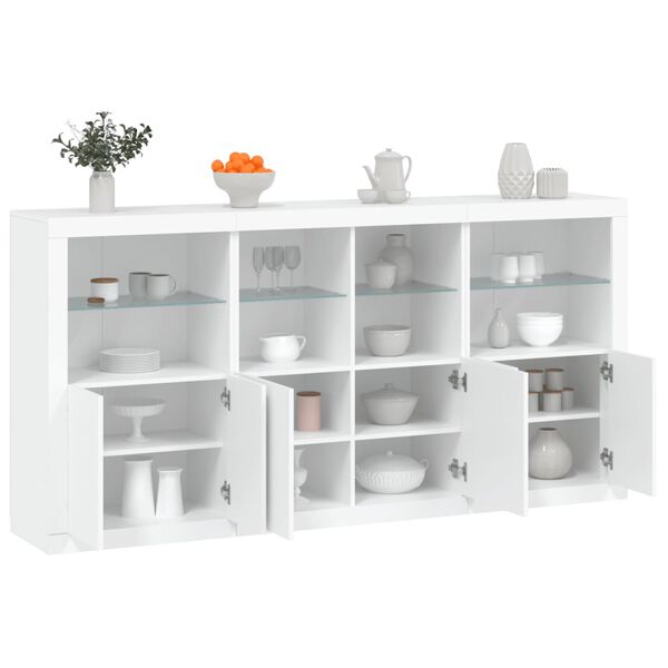 vidaXL Sideboard mit LED-Leuchten Weiß 202x37x100 cm