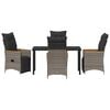 vidaXL Garten Essgruppe mit Kissen 5 pcs Grau Poly-Rattan