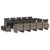 vidaXL 15-tlg. Garten-Essgruppe mit Kissen Grau Poly Rattan