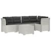 vidaXL 5-Sitzer Gartensofa mit Kissen Rattan-Look PP Wei&szlig;