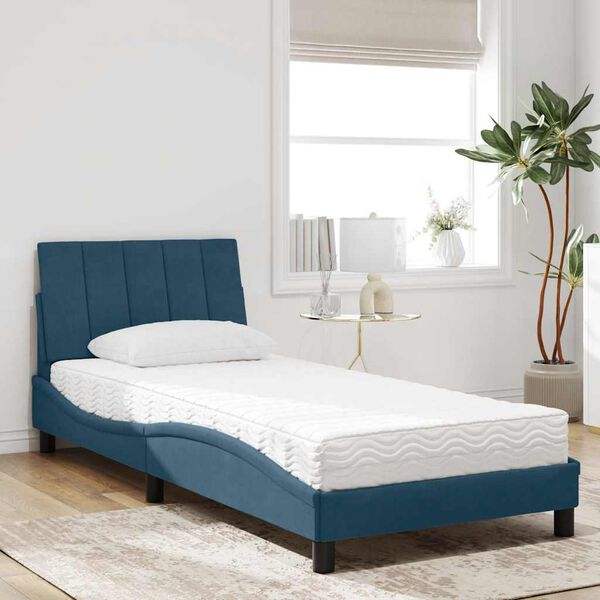 vidaXL Bett mit Matratze "Hanko" Blau 80x200 cm Samt
