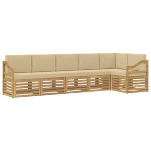 vidaXL Outdoor-Sofagarnitur 6 stk. Wei&szlig; und Beige Polyester