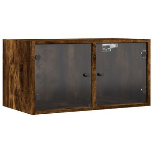 vidaXL Wandschrank mit Glast&uuml;ren R&auml;uchereiche 68,5x37x35 cm