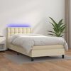 vidaXL Boxspringbett mit Matratze & LED Creme 90x200 cm Kunstleder