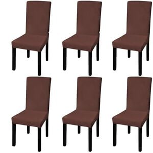 vidaXL Stretch-Stuhlhussen Gerade 6 Stk. Braun