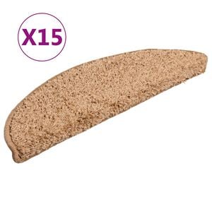 vidaXL Stufenmatten 15 Stk. 56x17x3 cm Beige Halbrund