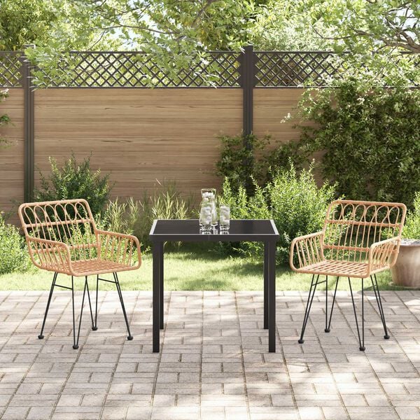 vidaXL Garten Essgruppe 5 pcs Schwarz Poly Rattan