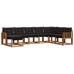 vidaXL Outdoor-Sofagarnitur mit Kissen 8 pcs Nat&uuml;rlich und Schwarz