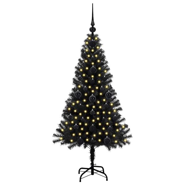 vidaXL Weihnachtsbaum mit 150 LEDs mit St&auml;nder Schwarz 120 cm PVC