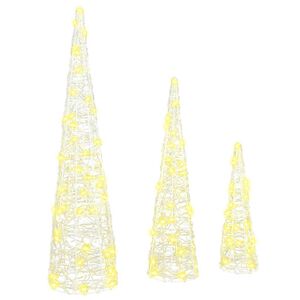 vidaXL Weihnachtsbaum mit 90 LEDs 3 pcs Warmweiß 20 x 20 x 80 cm Acryl