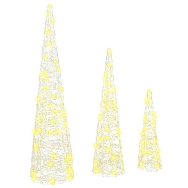 vidaXL Weihnachtsbaum mit 90 LEDs 3 pcs Warmweiß 20 x 20 x 80 cm Acryl