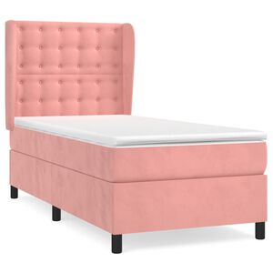 vidaXL Boxspringbett mit Matratze Rosa 80x200 cm Samt
