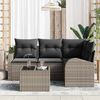 vidaXL Gartensofa-set mit Kissen mit Speicher 5 pcs Grau Poly-Rattan