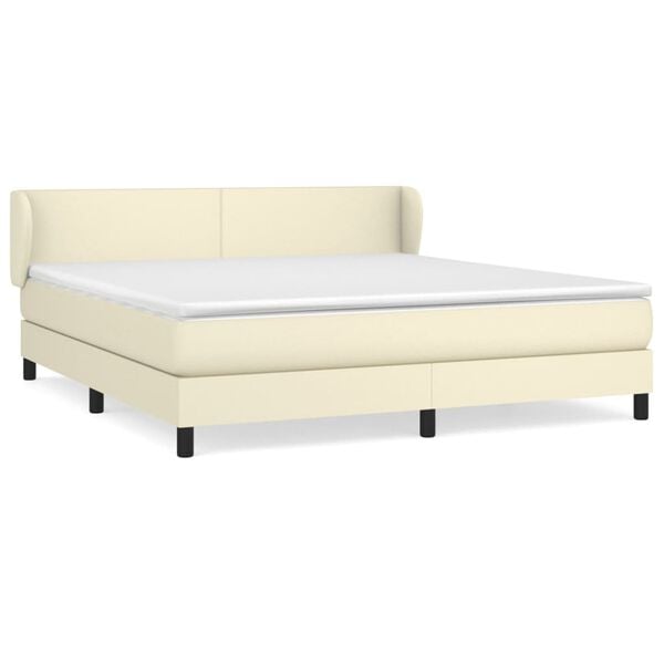 vidaXL Boxspringbett mit Matratze Creme 180x200 cm Kunstleder