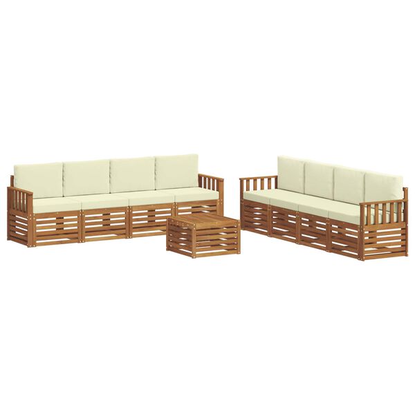 vidaXL Sofagarnituren 9 pcs Natur und Creme Massivholz Akazie