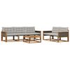 vidaXL Outdoor-Sofagarnitur mit Kissen 6 pcs Nat&uuml;rlich und Hellgrau
