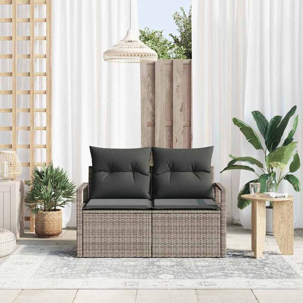 vidaXL Garten-Sofa mit Kissen 120 x 62 x 69 cm Poly-Rattan