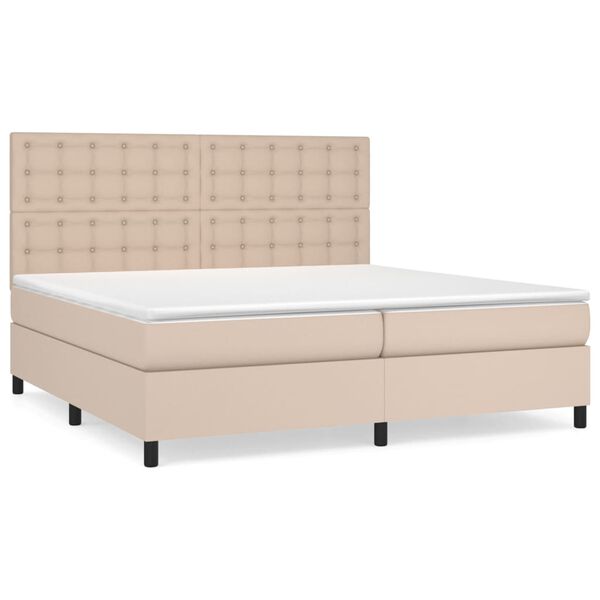 vidaXL Boxspringbett Matratze Cappuccino-Braun 200x200cm Kunstleder