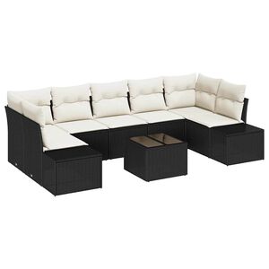 vidaXL Gartensofa-set 8 stk. Schwarz und Creme Poly-Rattan