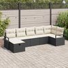 vidaXL Sofa Set mit Kissen 7 pcs Schwarz und Creme Poly-Rattan