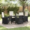 vidaXL Garten Essgruppe mit Kissen 5 pcs Schwarz Poly-Rattan