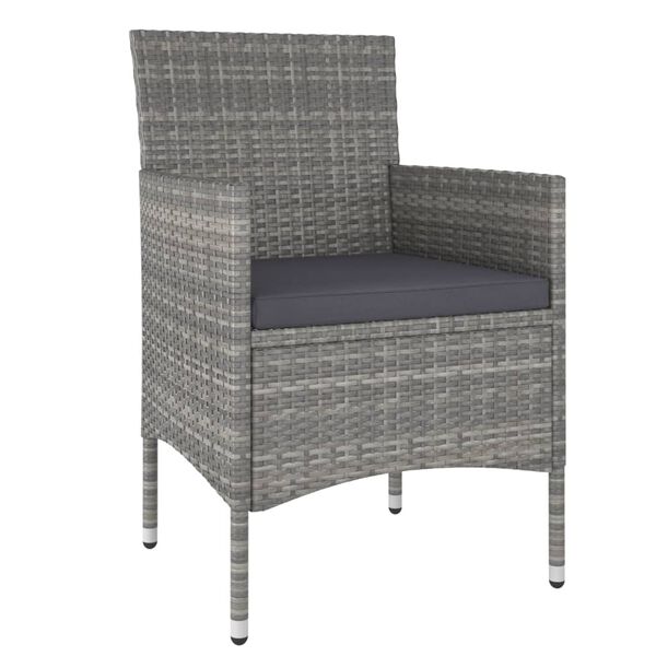 vidaXL 5-tlg. Garten-Bistro-Set Poly Rattan & Massivholz Akazie Grau