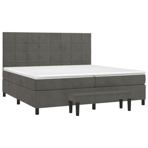 vidaXL Boxspringbett mit Matratze Dunkelgrau 200x200 cm Samt
